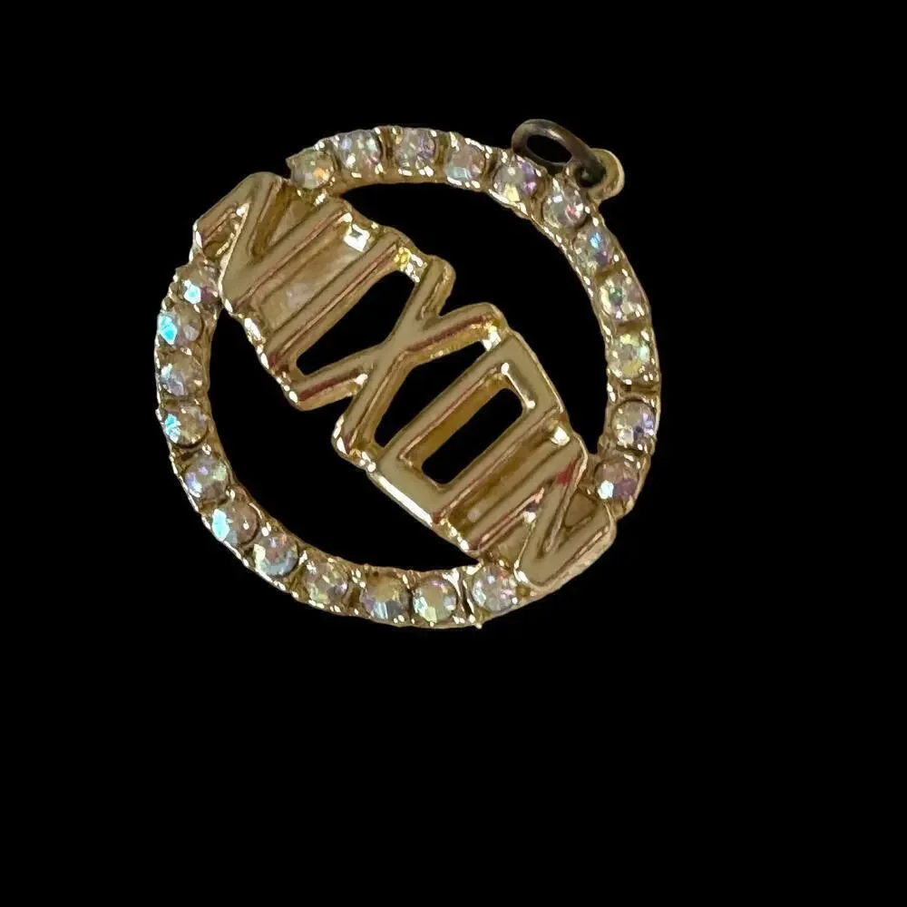 Signed NIXON President AB Rhinestone Jeweled Pendant 1.5